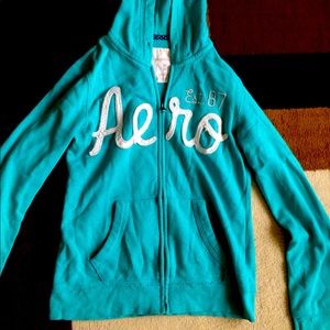 Light Blue Aeropostale Zip Up Hoodie